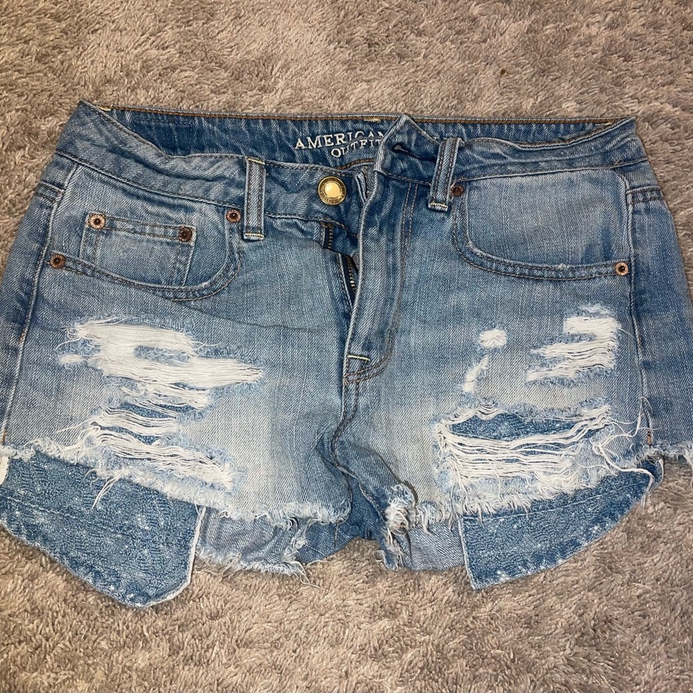 American Eagle Outfitters Distressed Blue Jean Shorts